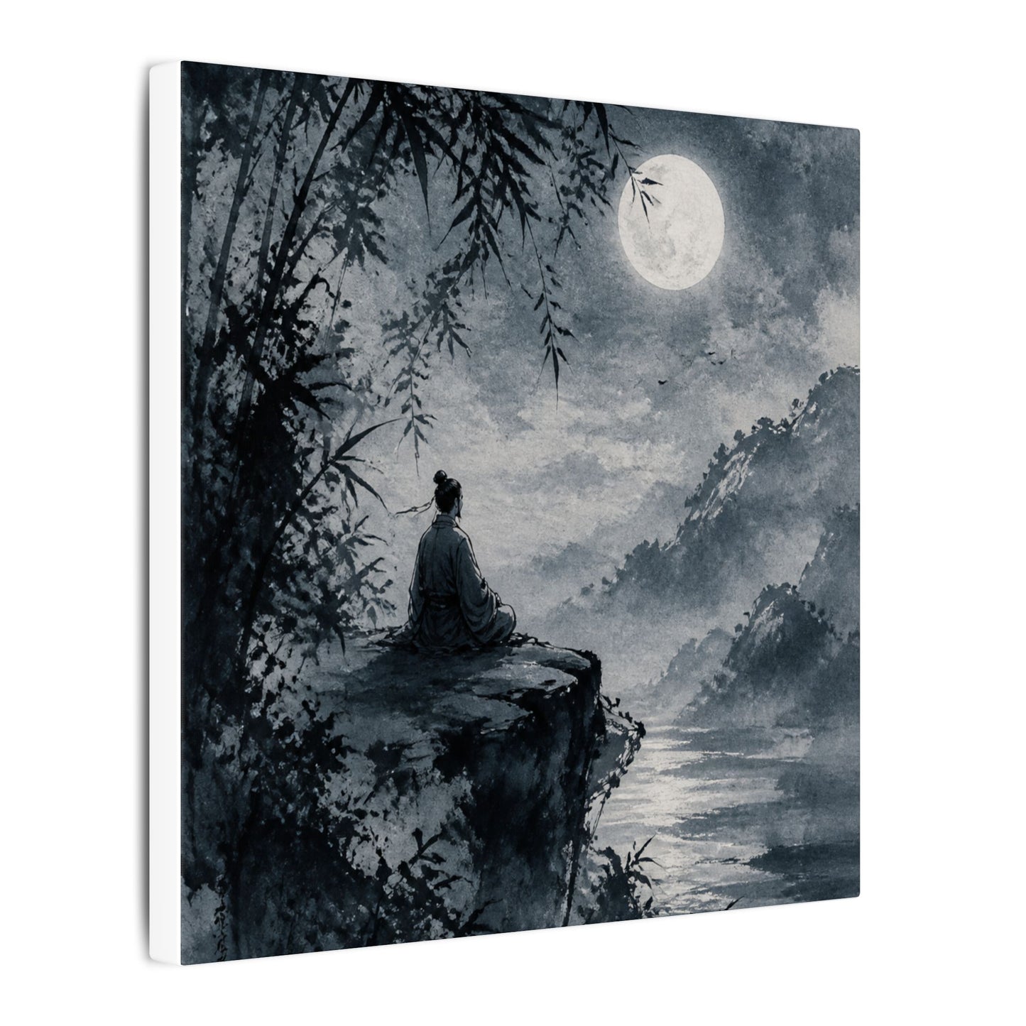 Ink Brushstroke Sumi E Canvas Art | Serene Zen Art
