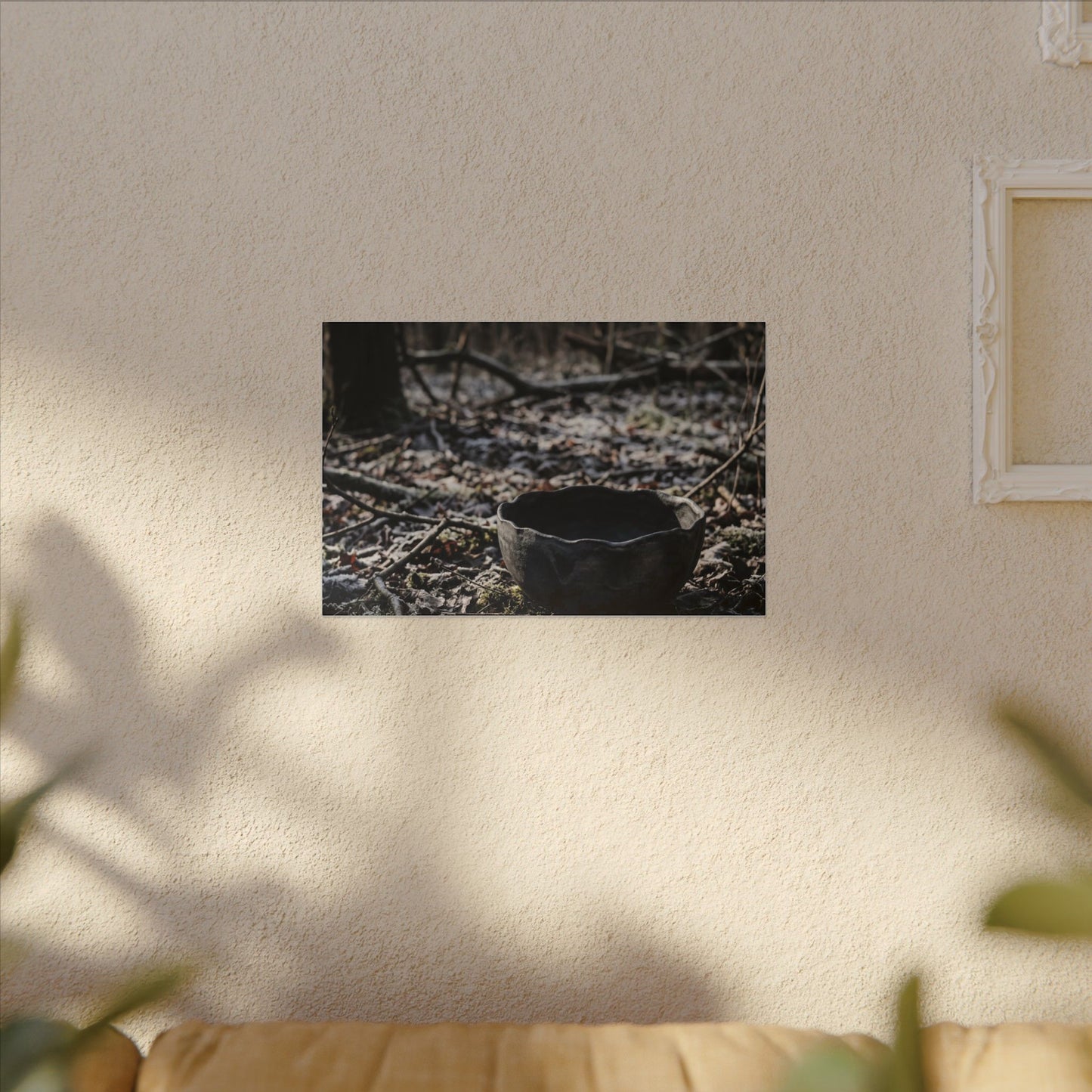Dappled Ceramic Bowl Canvas Art - Dark Japandi Kanso
