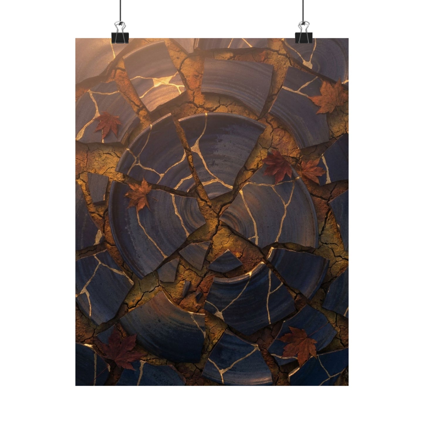 Autumn Cracked Earth Gold Repair Wall Art Print | Beautiful Decor