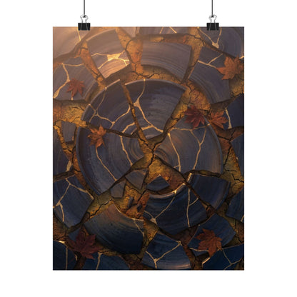 Autumn Cracked Earth Gold Repair Wall Art Print | Beautiful Decor