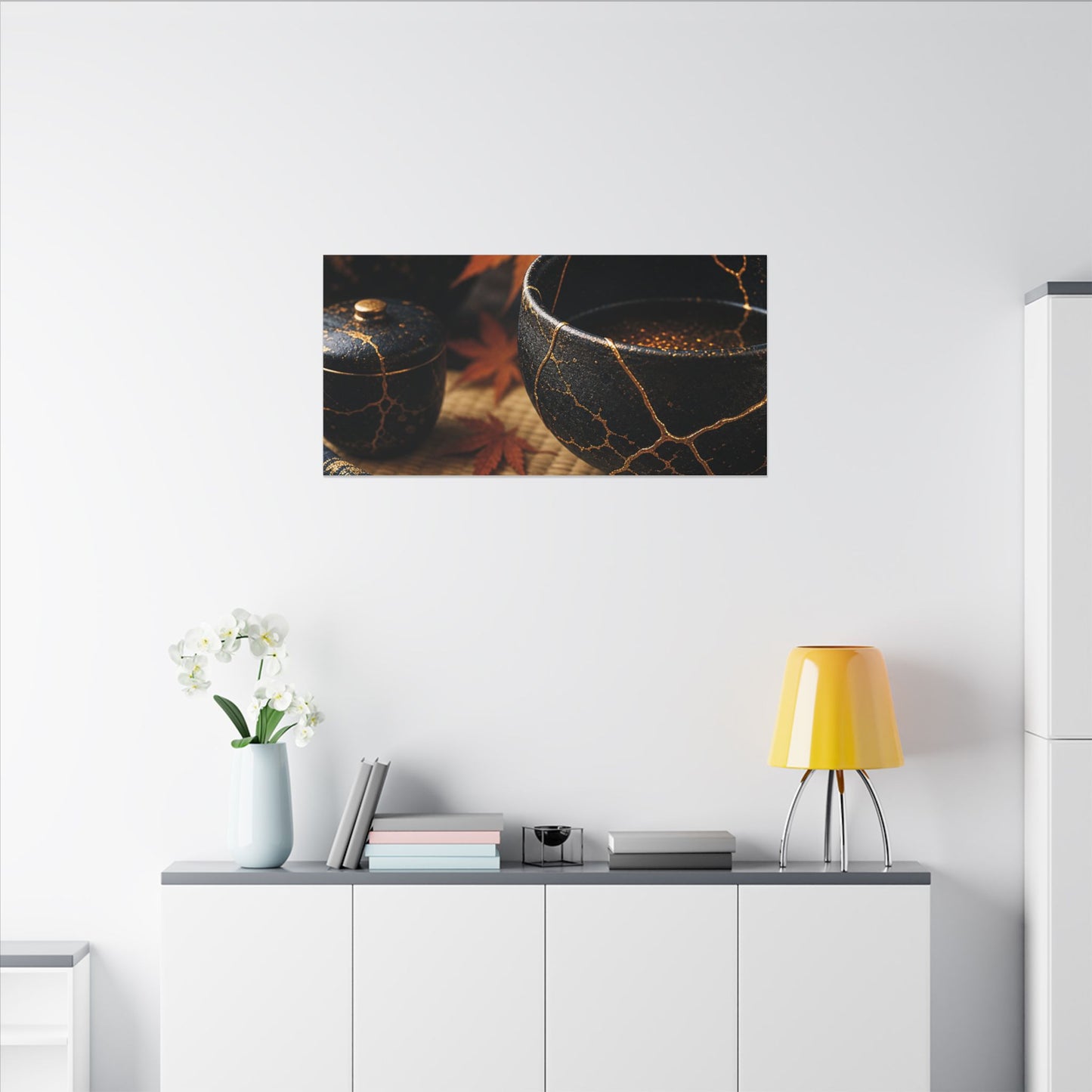 Seijaku Tea Ceremony Canvas Art - Kintsugi Gold Repair