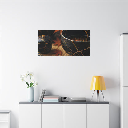 Seijaku Tea Ceremony Canvas Art - Kintsugi Gold Repair