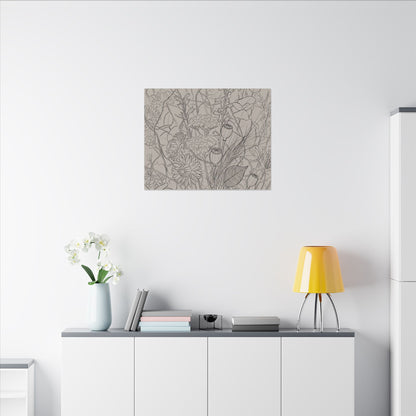 Summer Dried Flowers Minimal Line Canvas Art | Elegant Decor