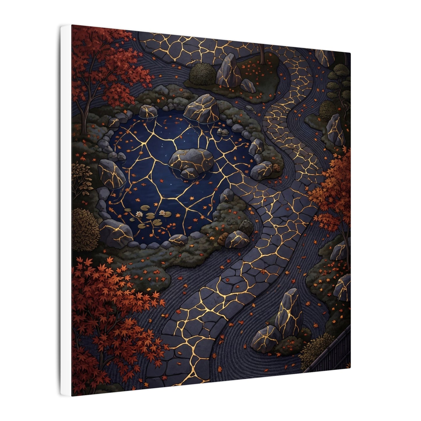 Moonlit Garden Gold Vein Canvas Art | Resilient Kintsugi Art