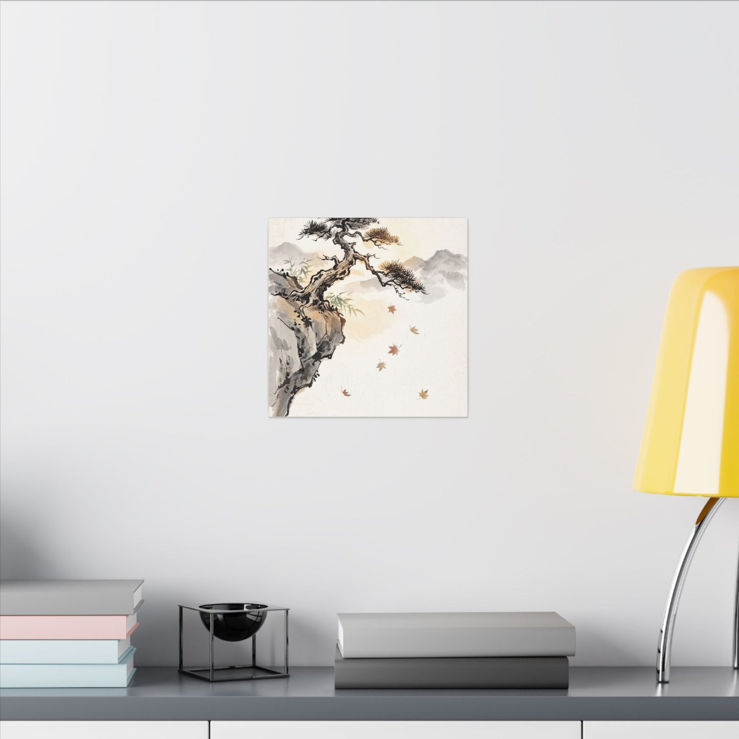 Peaceful Pine Tree Canvas Art - Sumi E Zen