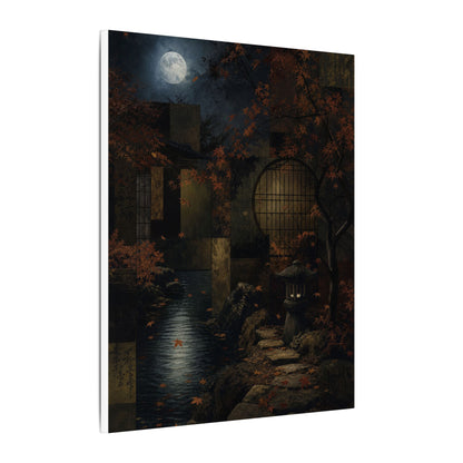 Moonlight Moonlit Garden Canvas Art - Dark Japandi Shibui