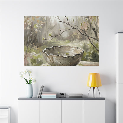 Japandi Ceramic Bowl in Overcast | Minimal Line Canvas Art