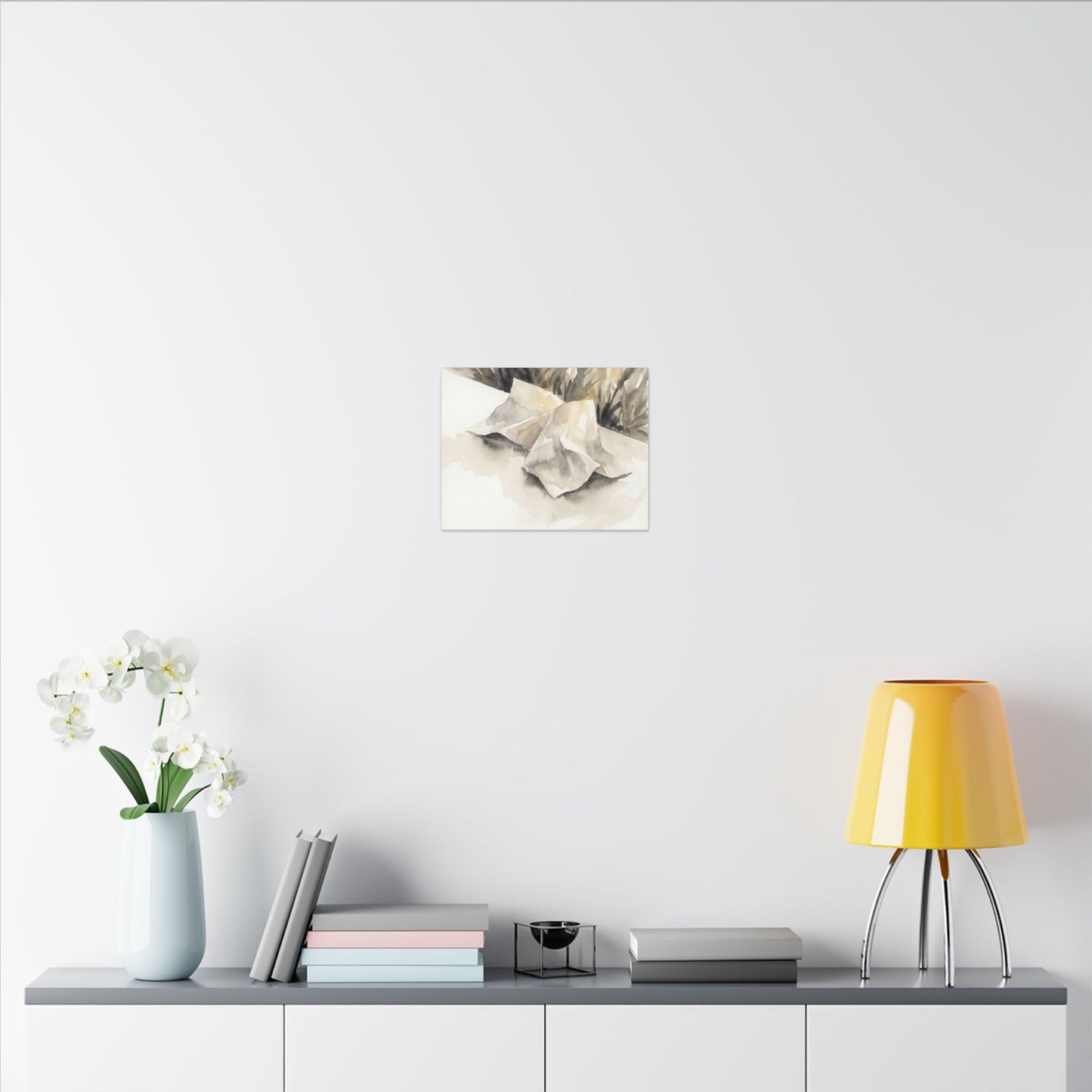 Paper Fold Watercolor Canvas Art | Warm Japandi Art