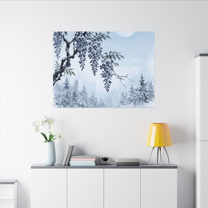 Seijaku Wisteria Canvas Art - Zen Sumi E