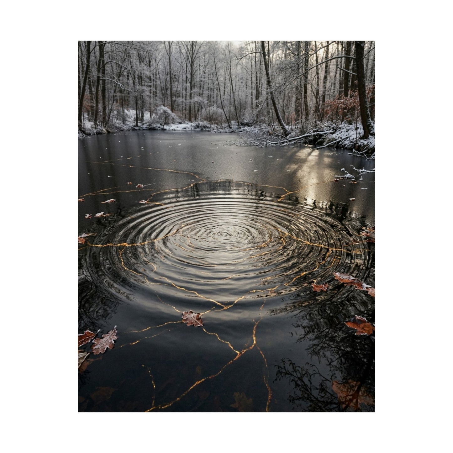 Water Ripple Wall Art Print | Winter Kintsugi Broken Beauty Art