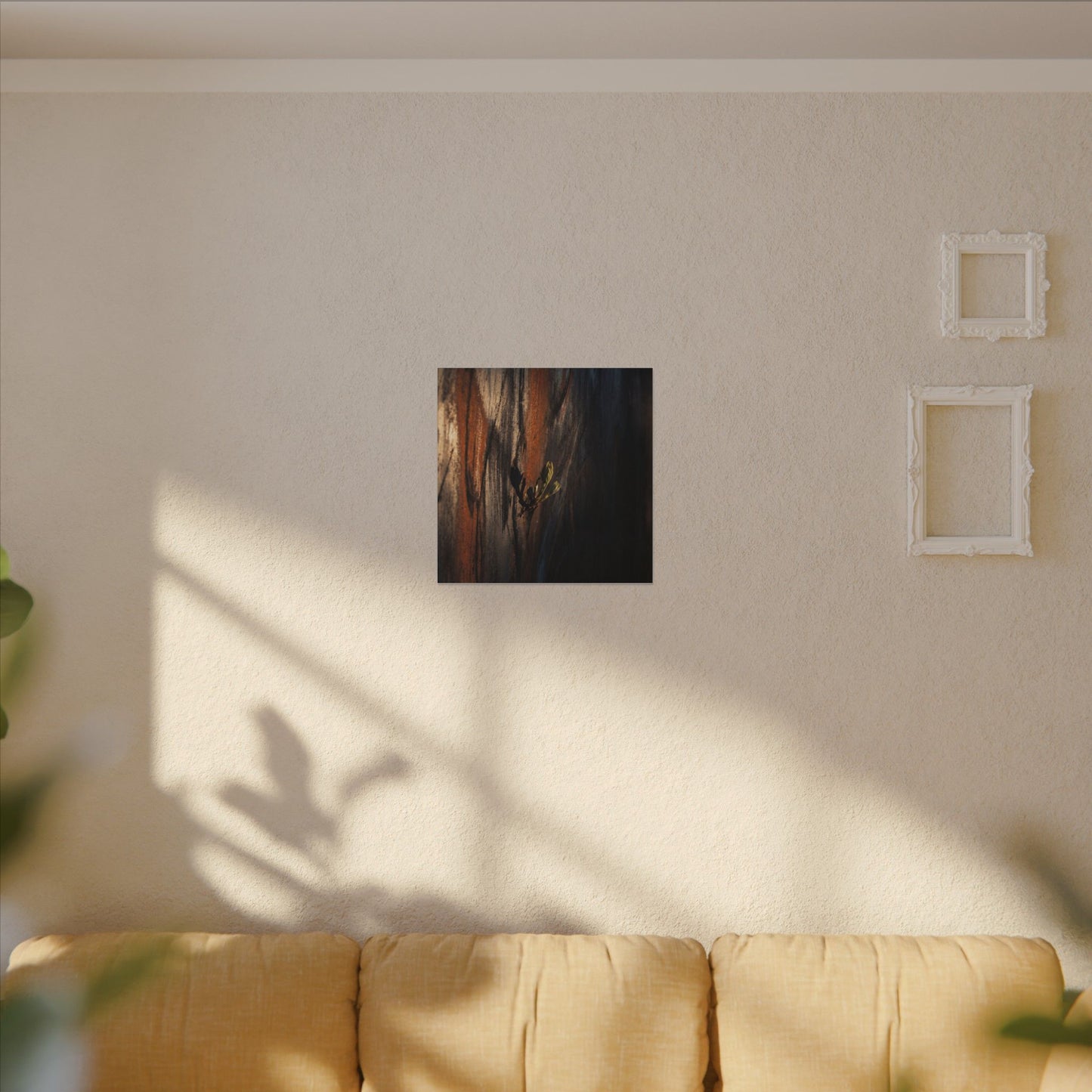 Rust Patina Charcoal Ink Canvas Art | Moody Dark Japandi Art