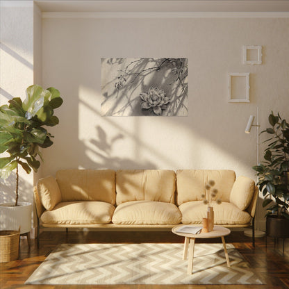 Winter Lotus Flower Sumi E Canvas Art | Contemplative Decor