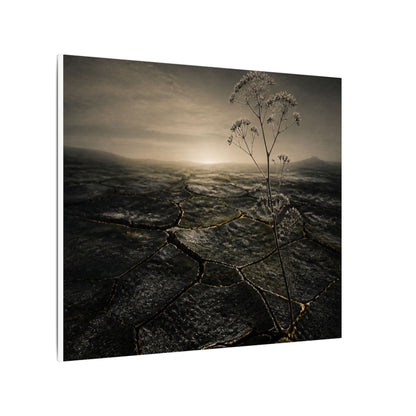 Dawn Cracked Earth Canvas Art - Dark Japandi Mono No Aware
