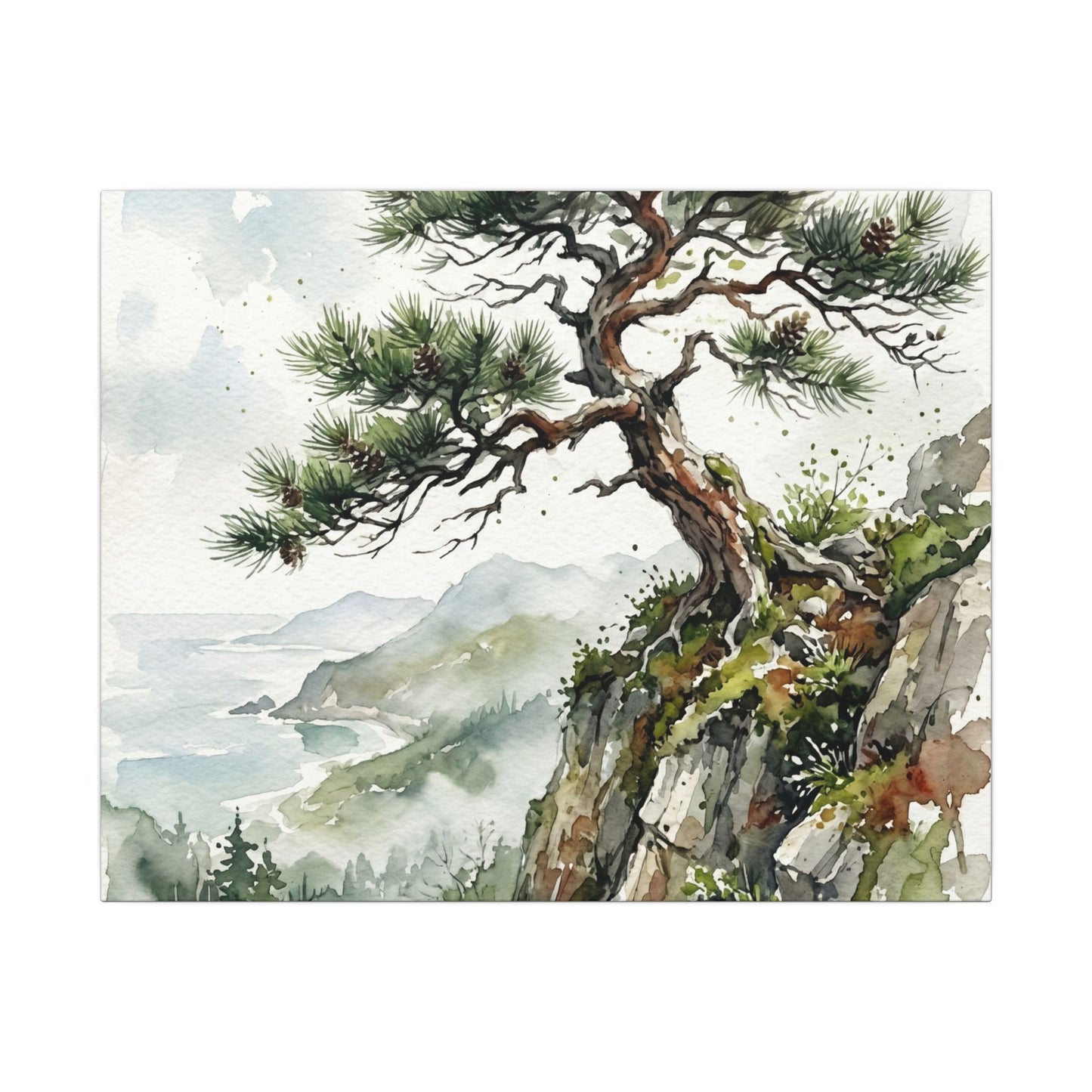 Pine Tree Spring Canvas Art | Japandi Neutral Design
