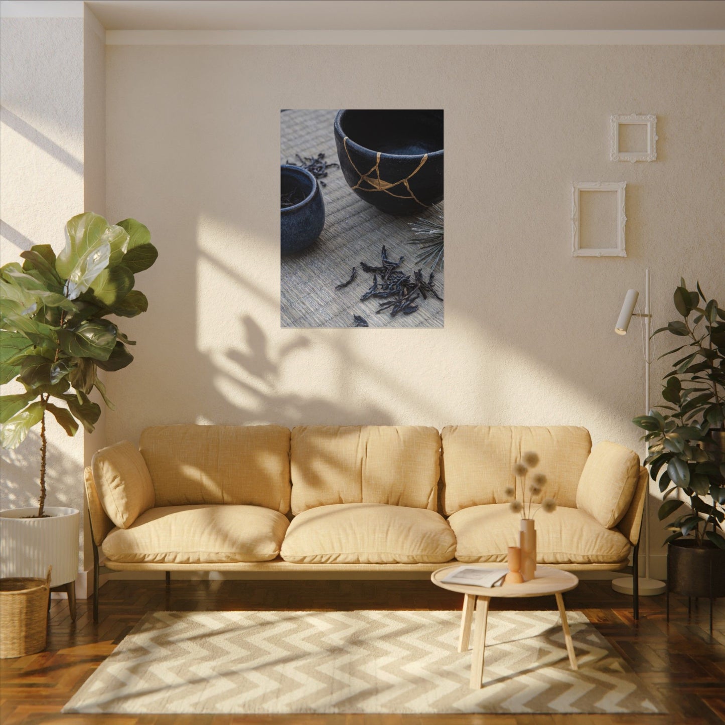 Kintsugi Tea Ceremony in Overcast | Gold Vein Canvas Art