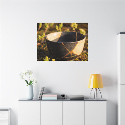 Seijaku Broken Pottery Canvas Art - Kintsugi Gold Repair