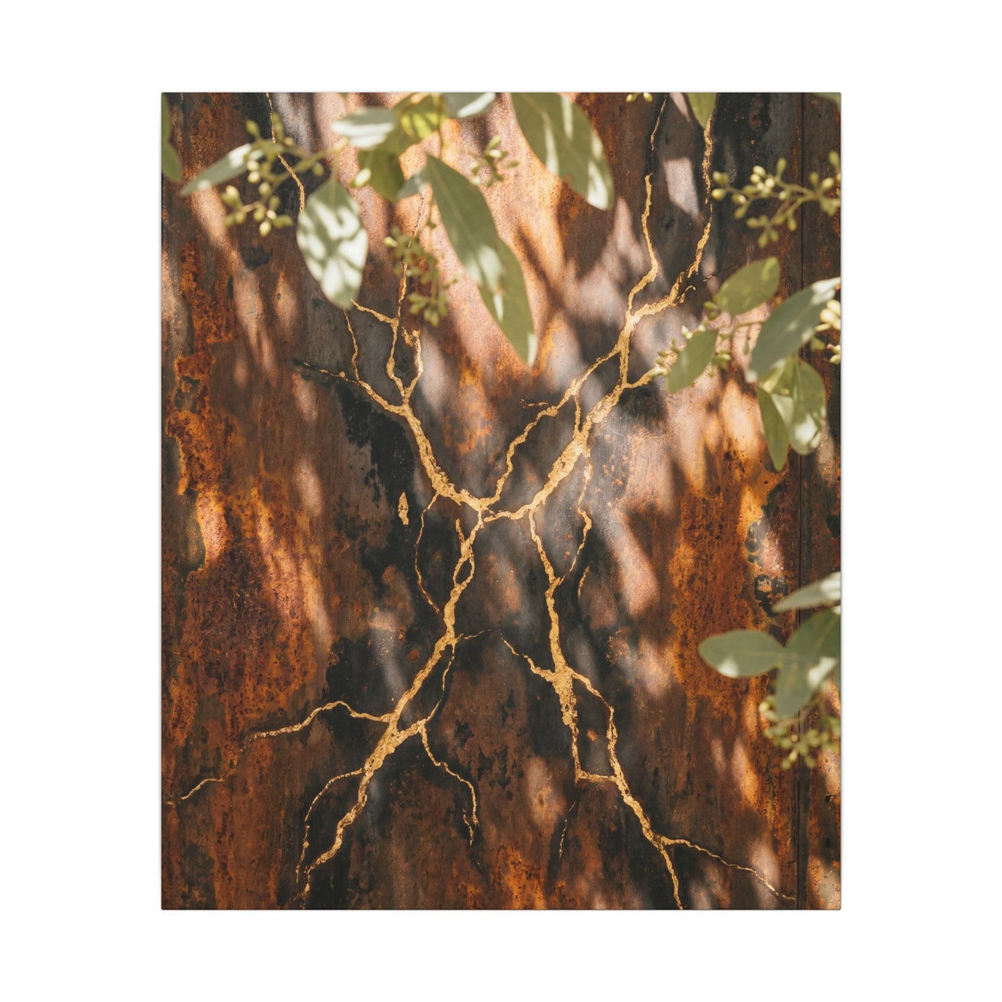Kanso Rust Patina Canvas Art - Kintsugi Gold Vein