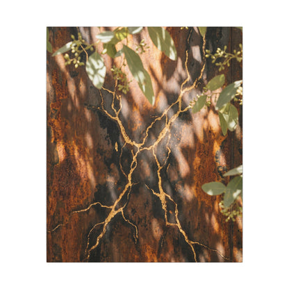 Kanso Rust Patina Canvas Art - Kintsugi Gold Vein