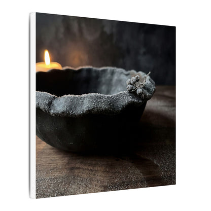 Ceramic Bowl Canvas Art | Winter Dark Japandi Shadow Zen Art