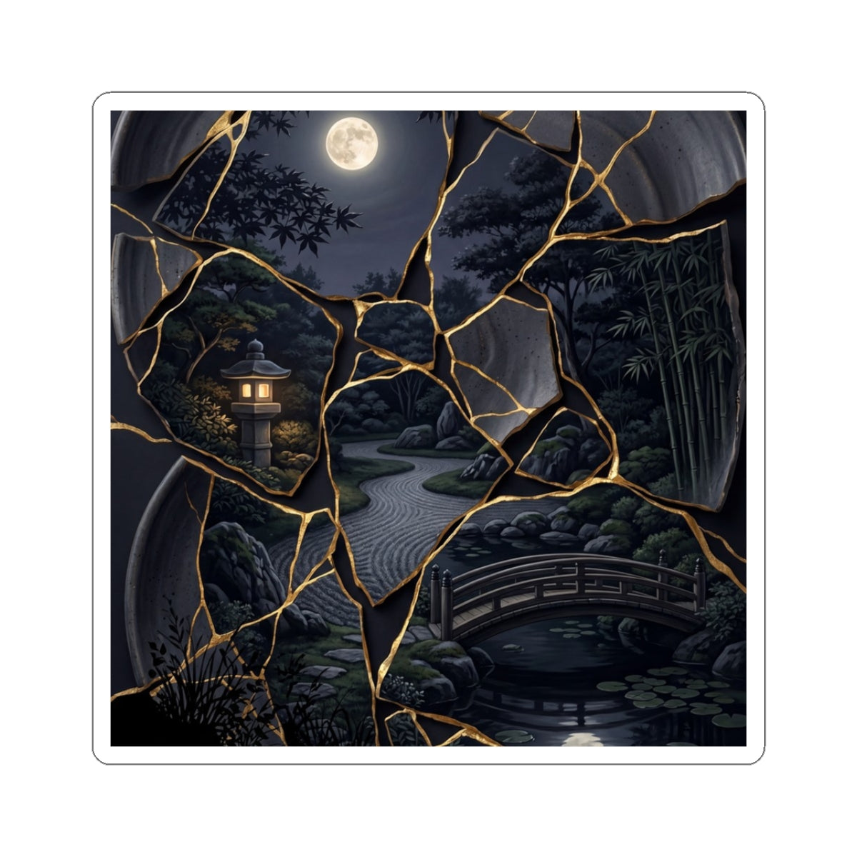 Summer Moonlit Garden Gold Repair Sticker | Beautiful Decor