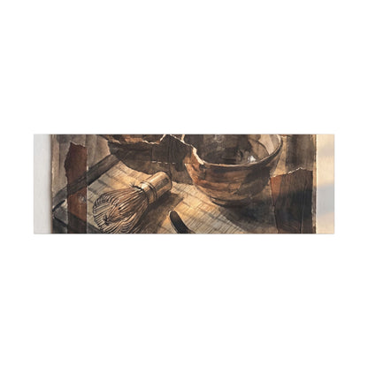 Tea Ceremony Charcoal Ink Canvas Art | Luxurious Dark Japandi Art