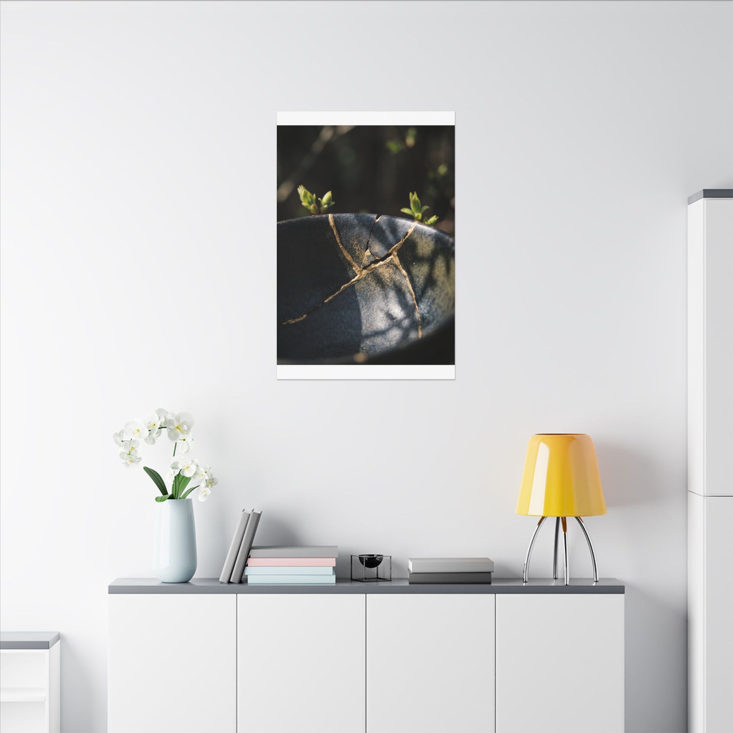 Seijaku Broken Pottery Canvas Art - Dark Japandi Shadow Zen