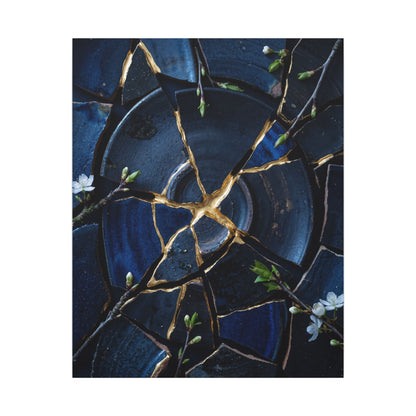 Moonlight Broken Pottery Canvas Art - Kintsugi Fukinsei
