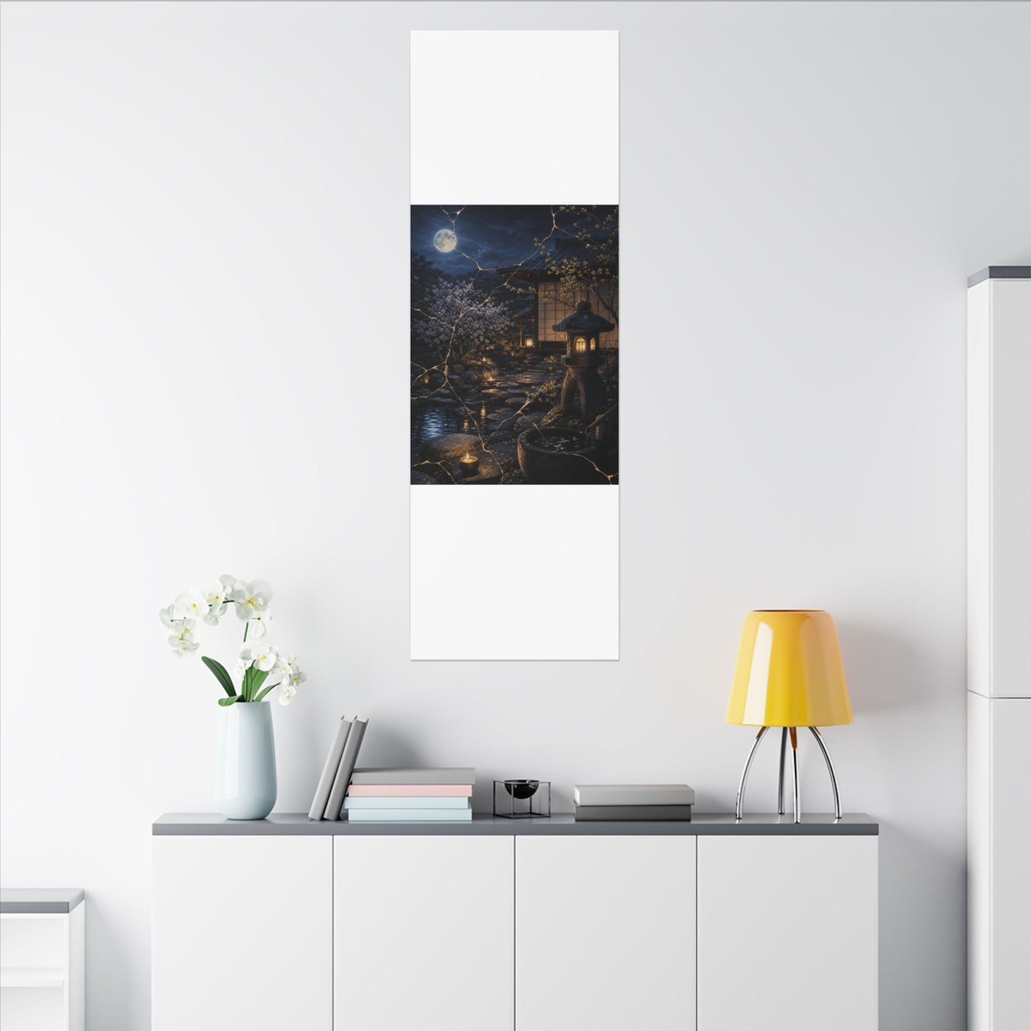 Seijaku Moonlit Garden Canvas Art - Kintsugi Gold Vein