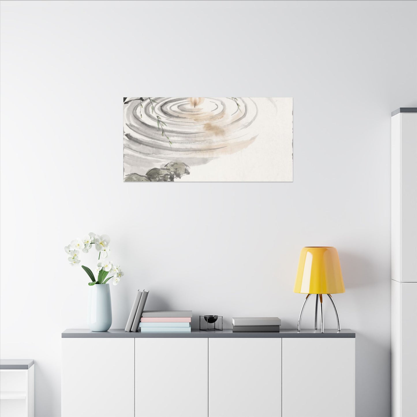 Water Ripple Sumi E Canvas Art | Tranquil Zen Art