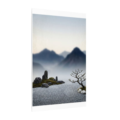 Mountain Mist Karesansui Canvas Art | Contemplative Zen Art