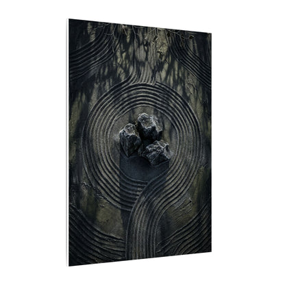 Moody Rock Garden Canvas Art - Dark Texture Dark Japandi
