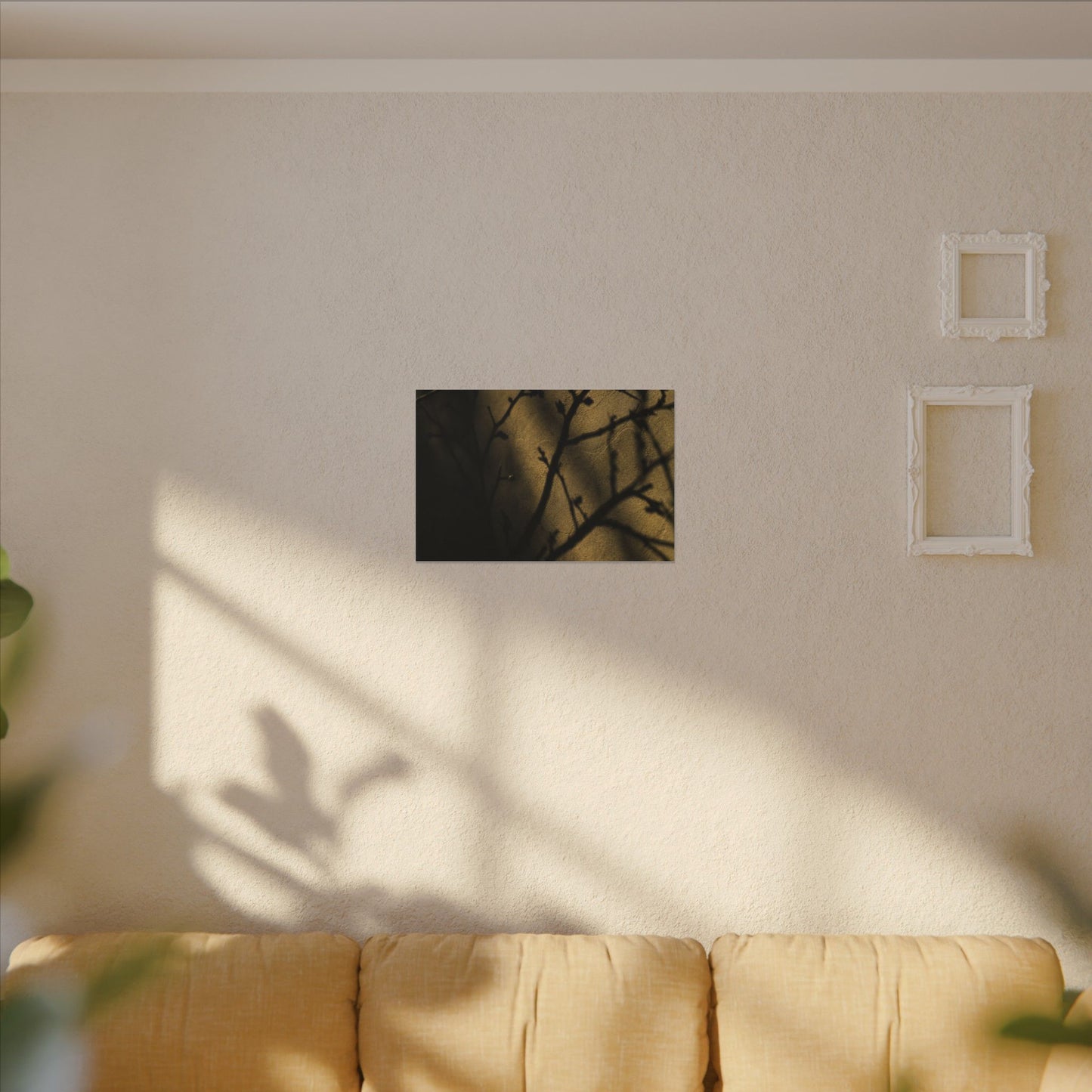 Golden Hour Shadow Play Canvas Art - Dark Japandi Seijaku
