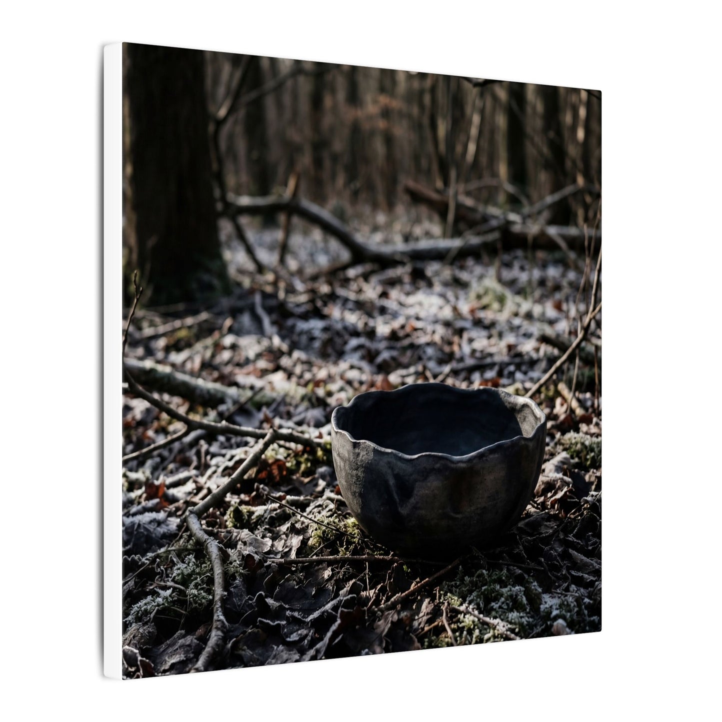 Dappled Ceramic Bowl Canvas Art - Dark Japandi Kanso