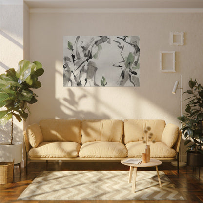 Zen Ink Brushstroke in Overcast | Sumi E Canvas Art