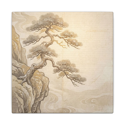 Winter Pine Tree Japanese Pattern Canvas Art | Elegant Decor