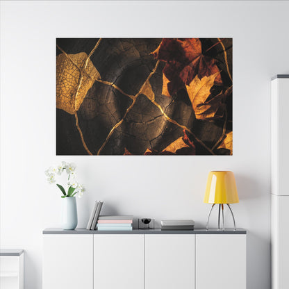Resilient Shadow Play Canvas Art - Crackle Gold Kintsugi