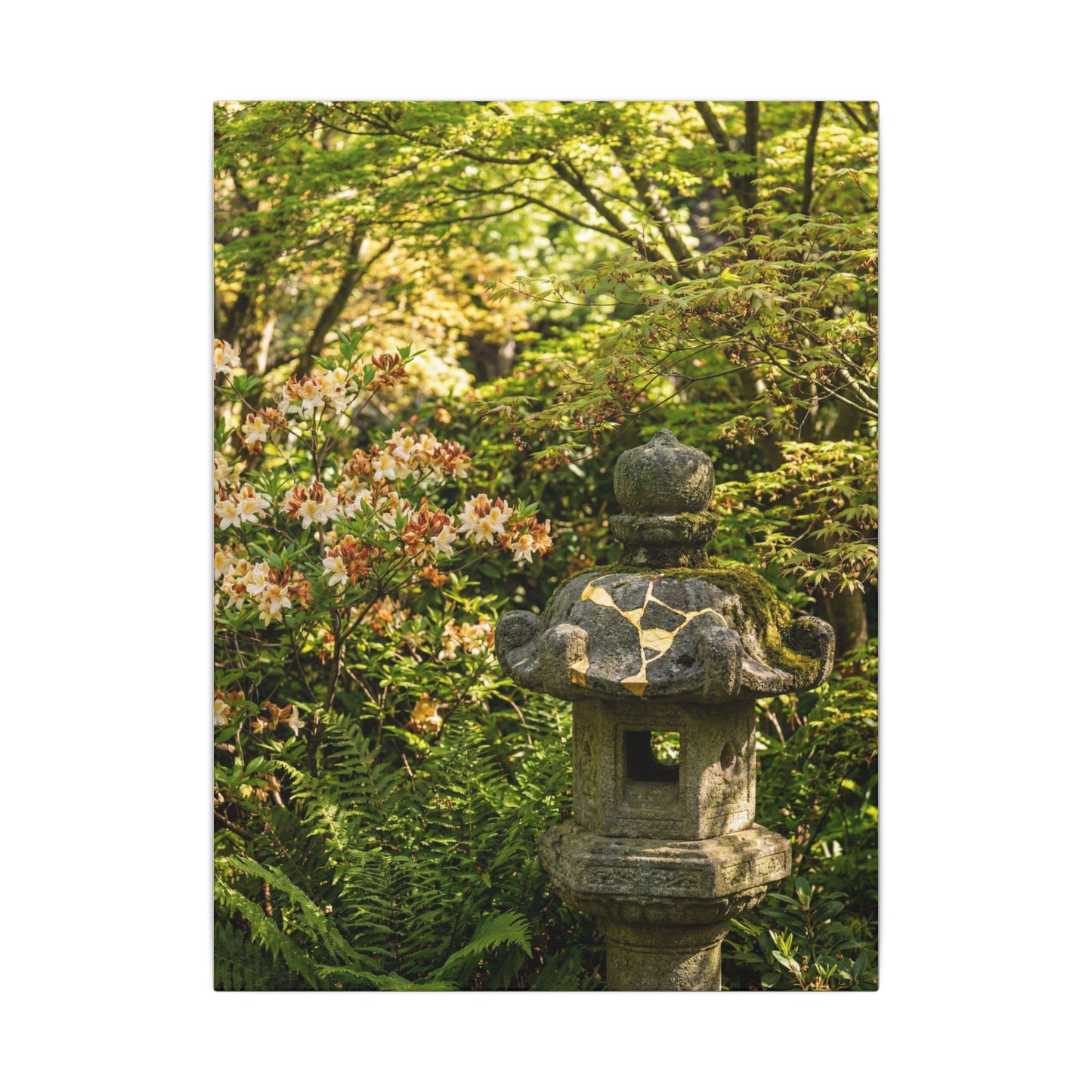 Spring Stone Lantern Gold Repair Canvas Art | Beautiful Decor