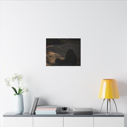 Ma Rock Garden Canvas Art - Dark Japandi Shadow Zen