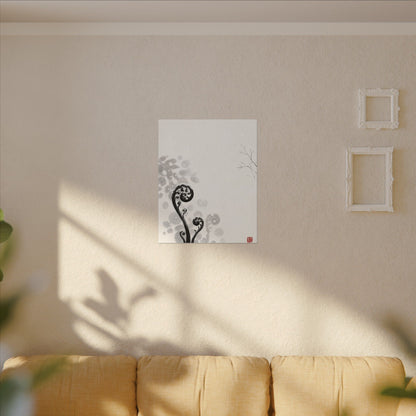 Winter Fern Unfurling Ukiyo E Inspired Canvas Art | Peaceful Decor
