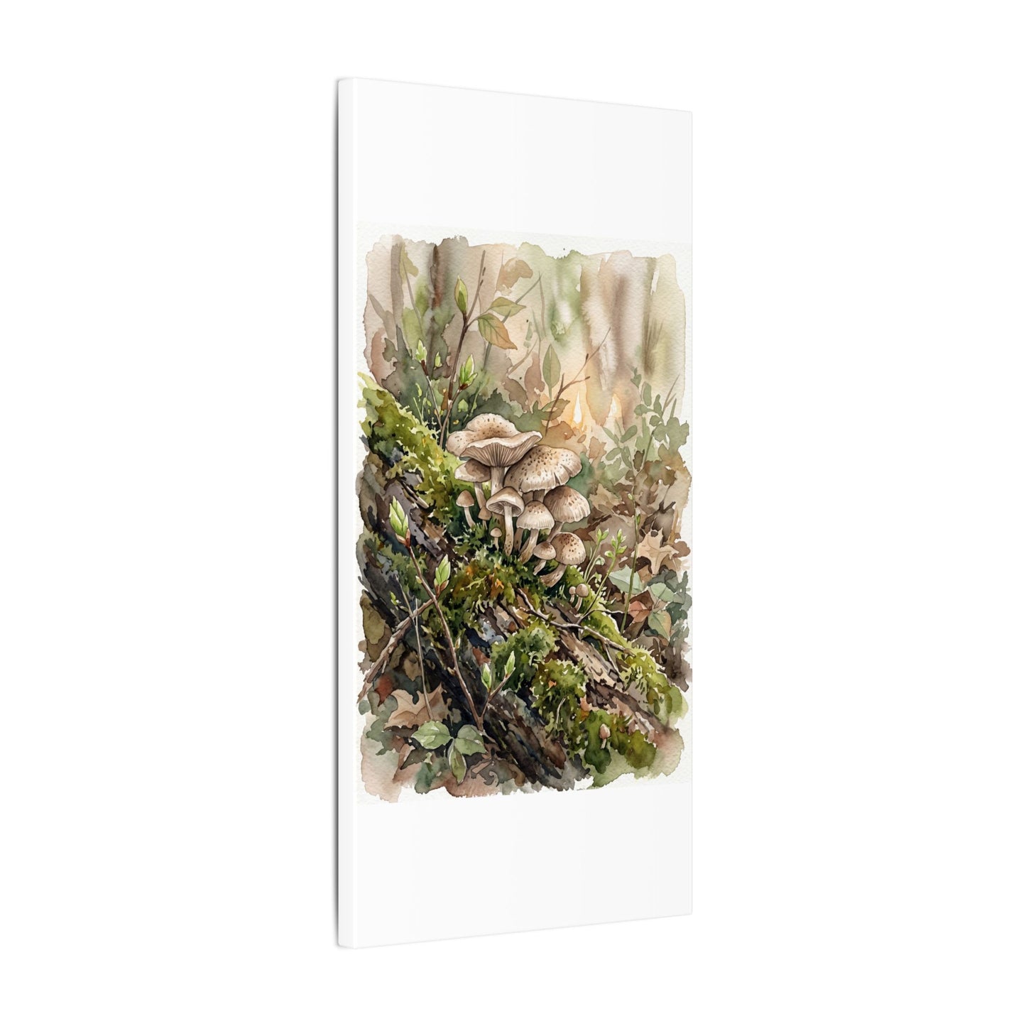 Wild Mushrooms Canvas Art | Spring Japandi Watercolor Art