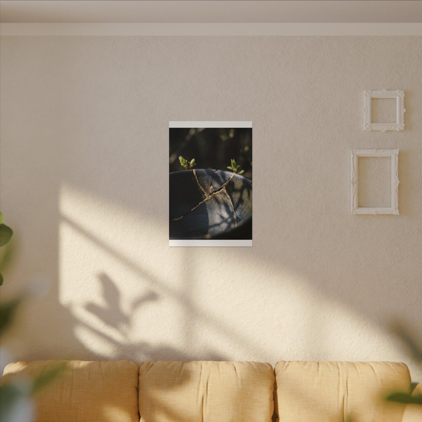 Seijaku Broken Pottery Canvas Art - Dark Japandi Shadow Zen