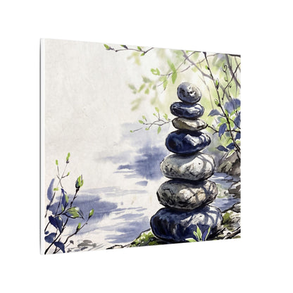 River Stones Sumi E Canvas Art | Serene Zen Art