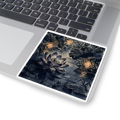 Summer Lotus Flower Sumi E Sticker | Peaceful Decor Art Print