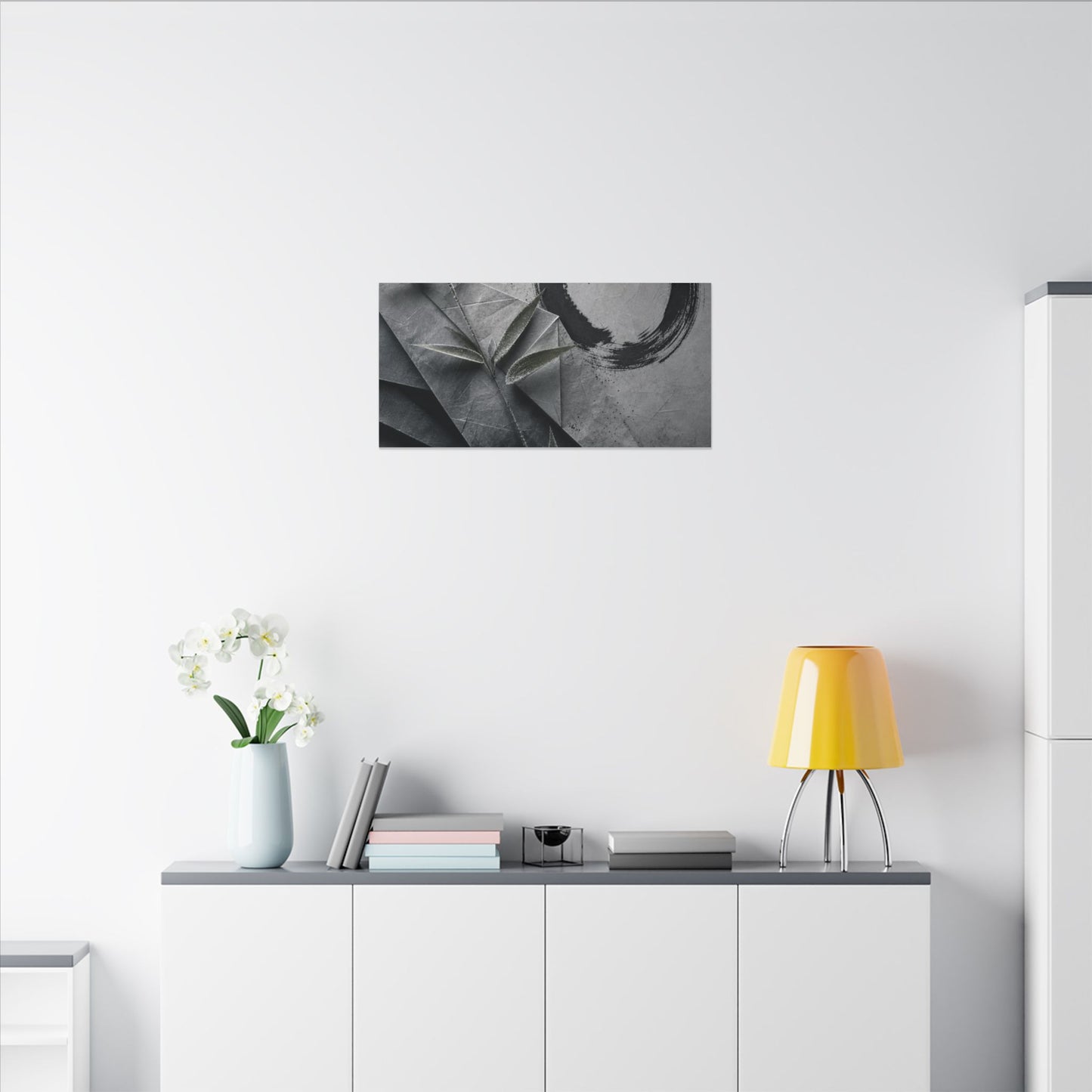 Winter Paper Fold Enso Canvas Art | Serene Decor