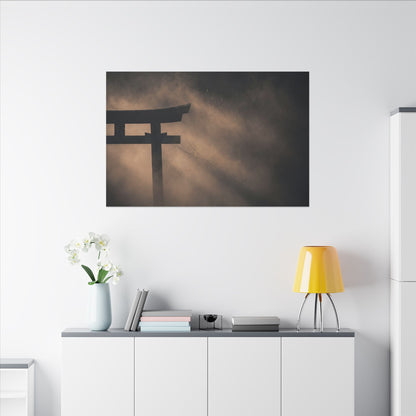 Torii Gate Shadow Zen Canvas Art | Bold Dark Japandi Art