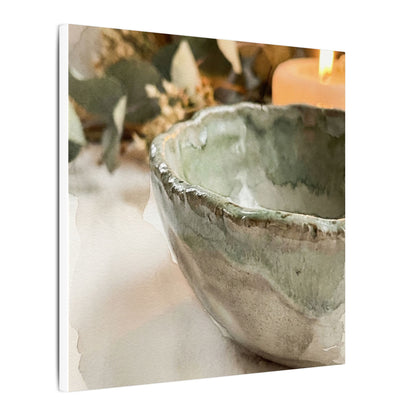 Ceramic Bowl Canvas Art | Summer Japandi Watercolor Art