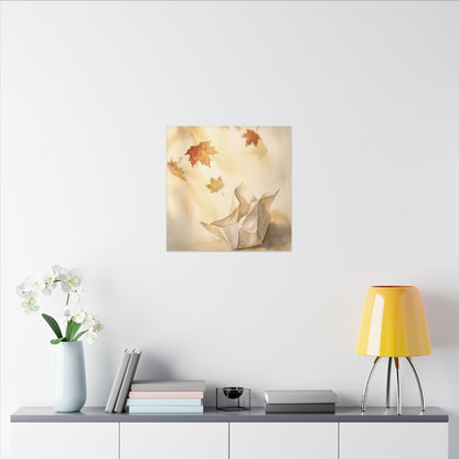 Japandi Paper Fold in Golden Hour | Watercolor Canvas Art
