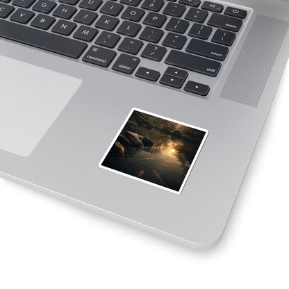 Dark Japandi Koi Pond in Golden Hour | Shadow Zen Sticker