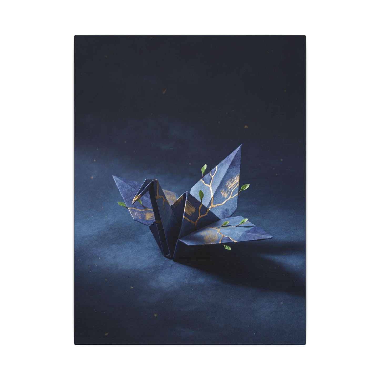 Kintsugi Paper Fold in Moonlight | Crackle Gold Canvas Art