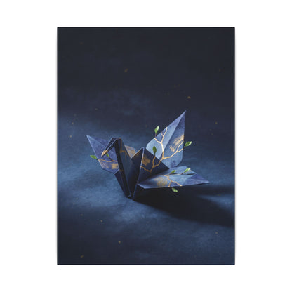 Kintsugi Paper Fold in Moonlight | Crackle Gold Canvas Art